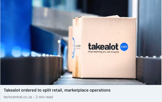 Takealot ordered to split retail,marketplace operations