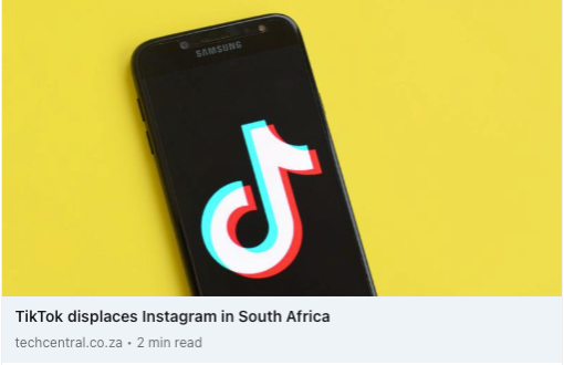 TikTok displaces instagram in South africa