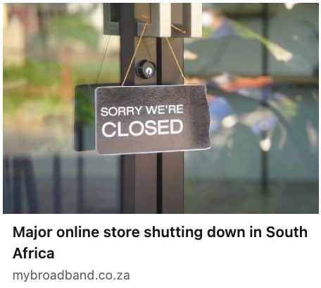 Major online store shutting down in South Africa