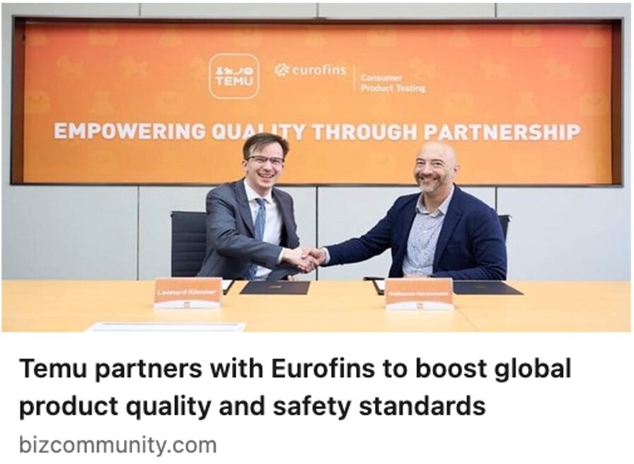 Temu partners with Eurofins to boost global product quality and safety standards