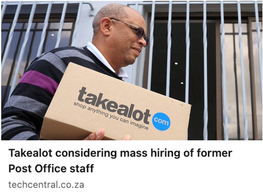 Takealot considering mass hiring of former Post Office staff