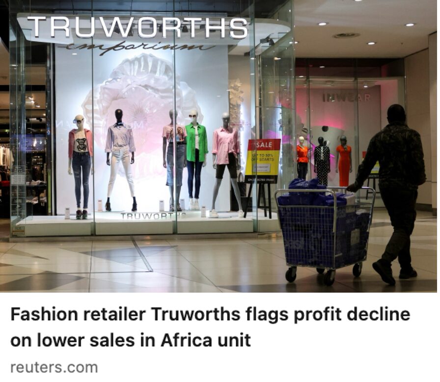 Fashion retailer Truworths flags profit decline on lower sales in Africa unit